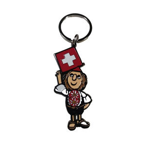 Swiss Flag Young Man Keychain